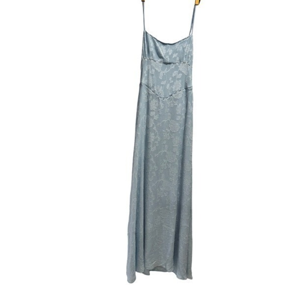 Princess Polly Light Blue Floral Jacquard Maxi Dress Lace Up Back US 12 - Picture 3 of 7